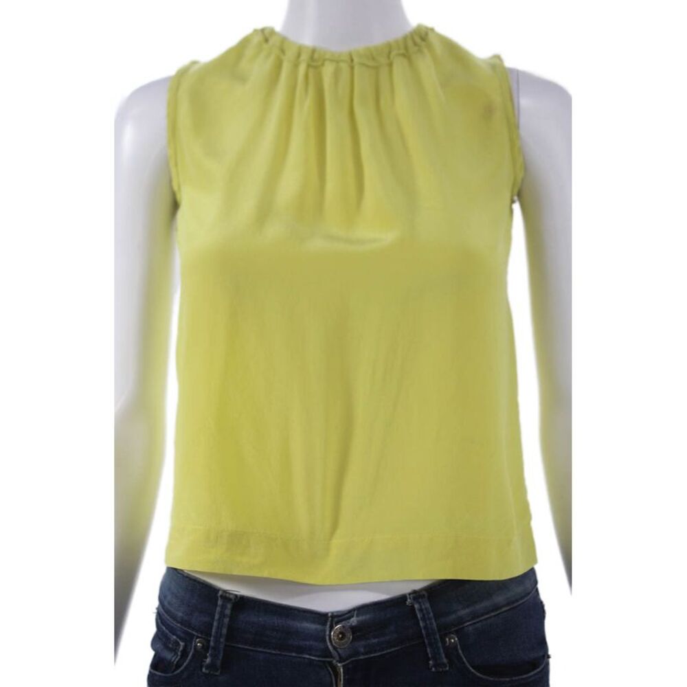 Marni Womens Basic Tank Yellow Silk High Neck Sleeveless Zip Size 6